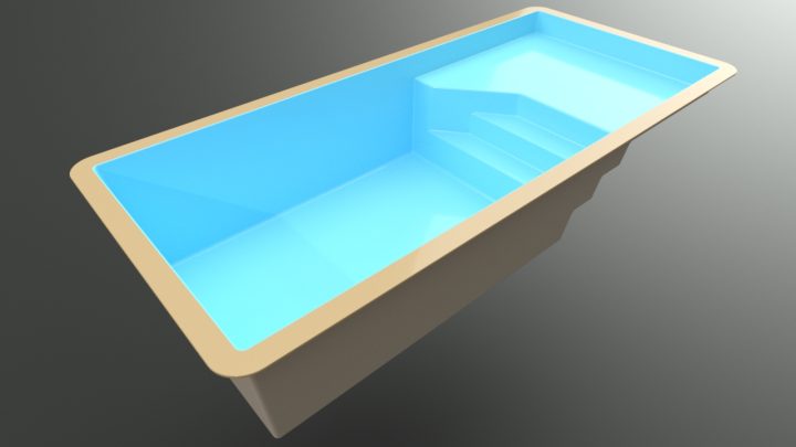 FIDJI fiberglass pool from INFINITY PRAIA series with wide steps and elegant curves
